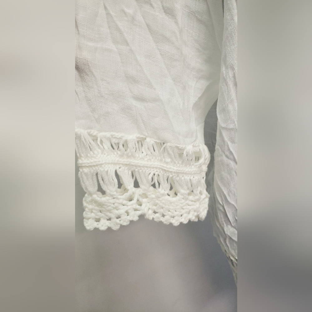NWOT Boho Crochet Fringe Hem Cover Up Dress White large - Picture 12 of 12